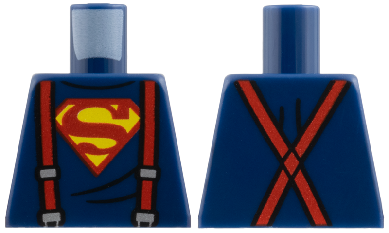 Lego Torso Suspenders and Red and Yellow Superman 'S' Logo Pattern / Dark Blue