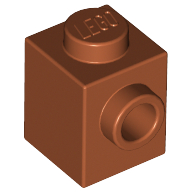 Lego Brick Special 1 x 1 with Stud on 1 Side / Dark Orange