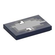 Lego Tile 2 x 3 with Pixelated Squid Face Print / Dark Blue