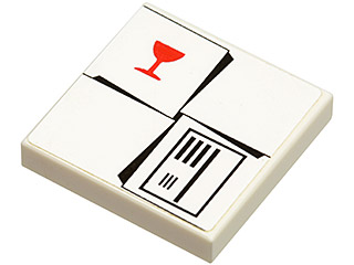 Lego Tile 2 x 2 with Parcel White with Red Fragile Goblet Pattern (Sticker) - Set 7734