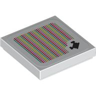 Lego Tile 2 x 2 with Engine and Barcode Print (Sticker) / White