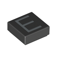 Lego Tile 1 x 1 with letter Capital E Print / Black