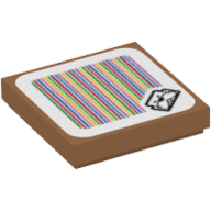 Lego Tile 2 x 2 with Monty Mole and Barcode Print (Sticker) / Medium Nougat