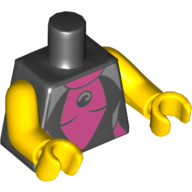 Lego Torso, Wetsuit with Dark Pink Panel Print, Yellow Arms and Hands / Black