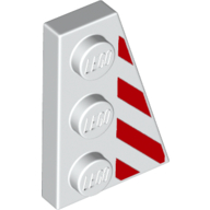 Lego Wedge Plate 3 x 2 Right with Red Stripes print