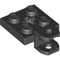 Lego Plate Special 2 x 2 with Towball Socket, Short, Flattened with Holes and Axle Hole in Center / Black