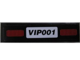 Lego Tile 1 x 4 with 'VIP001' Pattern (Sticker) - Set 8495 / Black