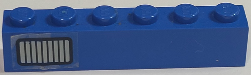 Lego Brick 1 x 6 with Black and Light Gray Exhaust Vent Grille Pattern Model Right Side (Sticker) - Set 5541