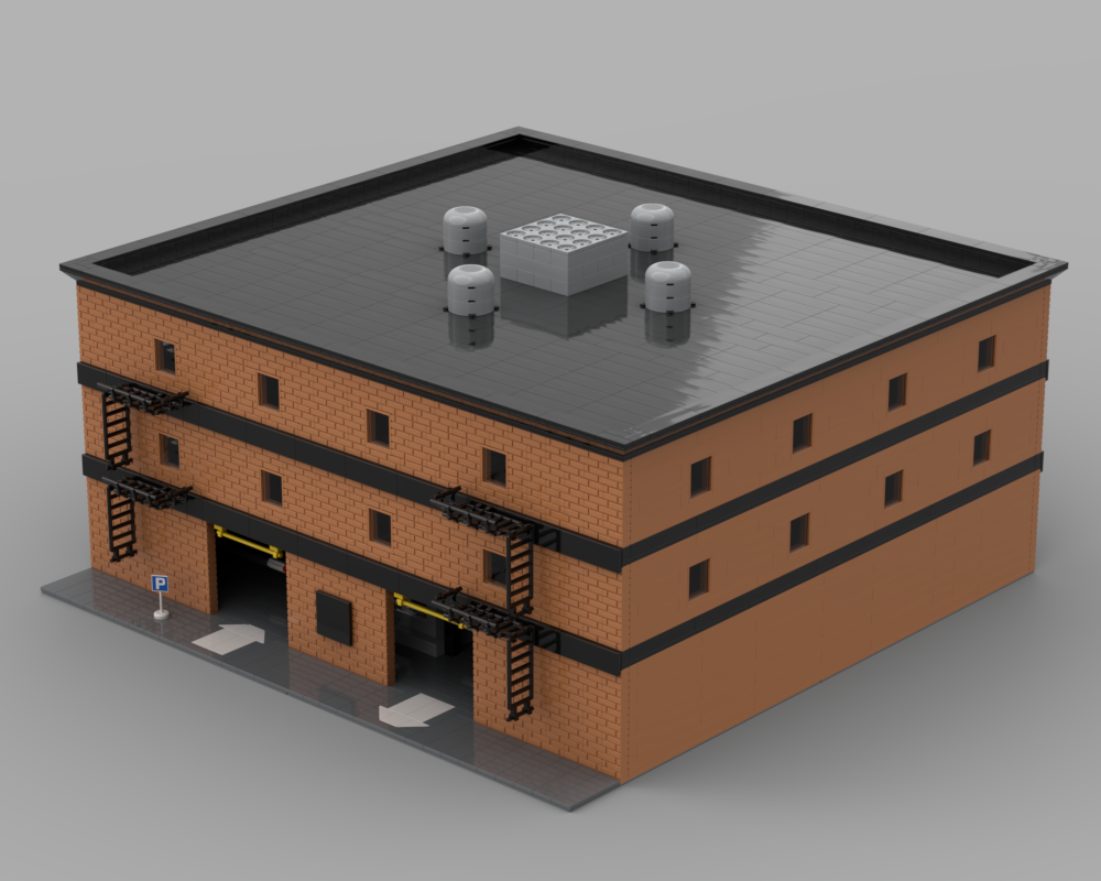 Lego Apartment Building with Garage