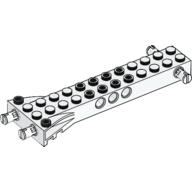 Lego Technic Brick Special 12 x 2 with 2 Side and 2 End Pins, Technic Holes, and 4W Flared End / White