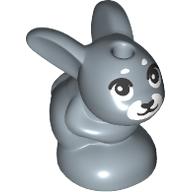 Lego Animal, Rabbit / Bunny, Baby Sitting with Black Eyes, White Nose, Eyebrows Print (Young Melody) / Sand Blue