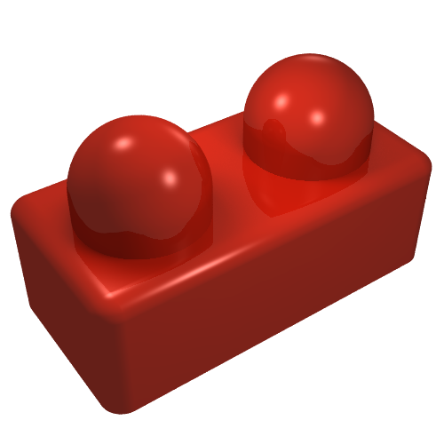 Lego Primo Brick 1 x 2 / Red