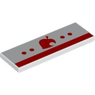 Lego Tile 2 x 6 with Red Stripe, Dots, Leaf Print