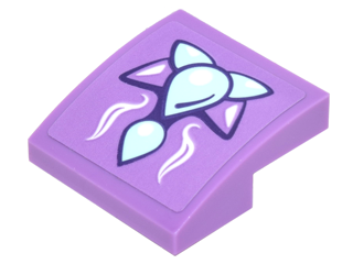 Lego Slope, Curved 2 x 2 x 2/3 with Medium Lavender and Bright Light Blue Geometric Dragon Scales Pattern (Sticker) - Set 41178 / Medium Lavender