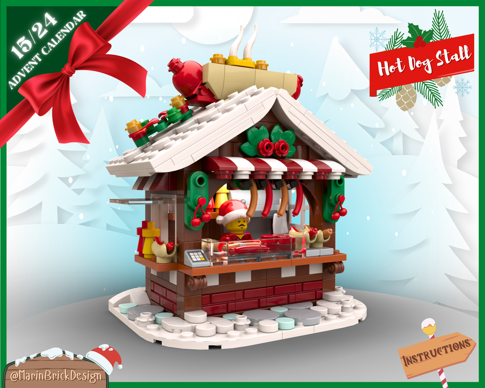 LEGO Christmas Hot Dog Stall Moc Instructions - Lego Winter Village Moc