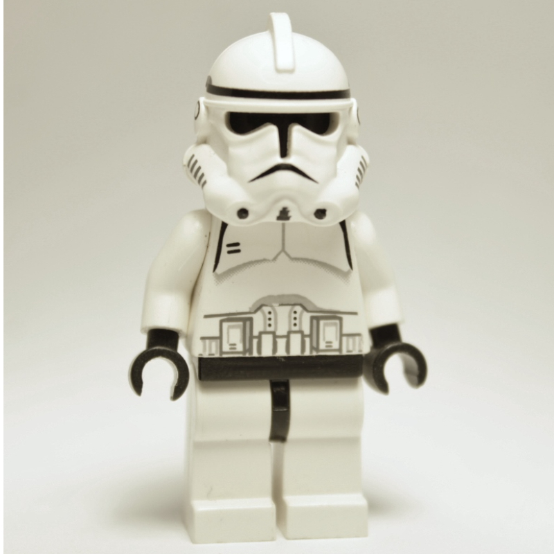 Lego Clone Trooper, Phase II Armor, Plain Black Head, Black Mouth