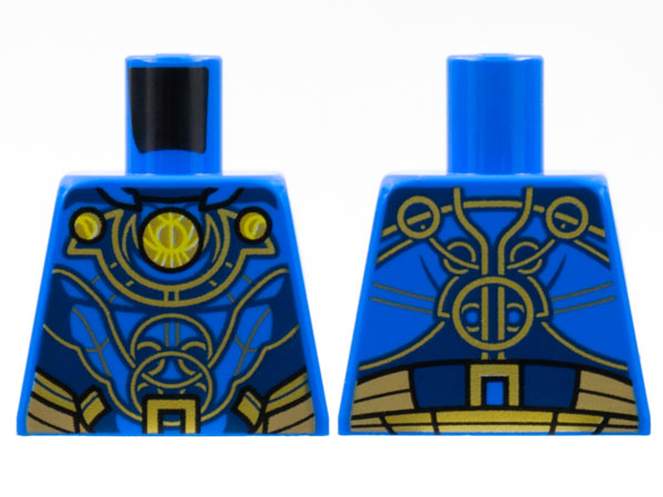 Lego Torso Armor, 3 Gold Circles and Trim Pattern / Blue