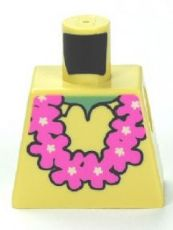 Lego Torso SpongeBob with Sand Green Neck, Shirt Collar and Pink Lei Pattern / Tan