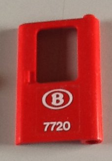 Lego Door 1 x 4 x 5 Train Right, Thin Support at Bottom with White 'B 7720' Pattern (Sticker) - Set 7720
