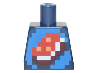 Lego Torso Shirt with Pixelated Porkchop Icon on Blue Background Pattern / Dark Blue