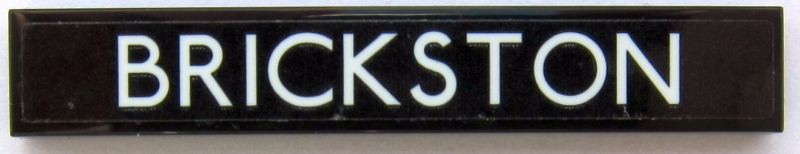 Lego Tile 1 x 6 with 'BRICKSTON' on Black Background Pattern (Sticker) - Set 10258