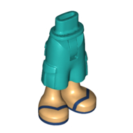 Lego Minidoll Hips and Cargo Pants with Warm Tan Legs and Dark Blue Sandals Print / Dark Turquoise
