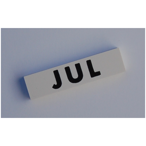 Lego Modulex Tile 2 x 8 without Internal Support with Black 'JUL' Print / Modulex White