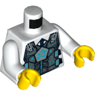 Lego Torso Bulletproof Vest with Ultra Agents Logo over Shirt and Blue Tie Print, White Arms, Yellow Hands / White