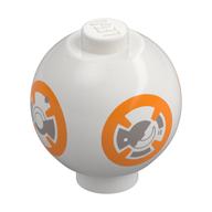 Lego Brick Round 2 x 2 Sphere with Stud with BB-8 Droid Body Print