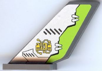 Lego Tail Shuttle with Circuitry and Lime Edge Pattern on Both Sides (Stickers) - Set 8108 / Dark Bluish Gray