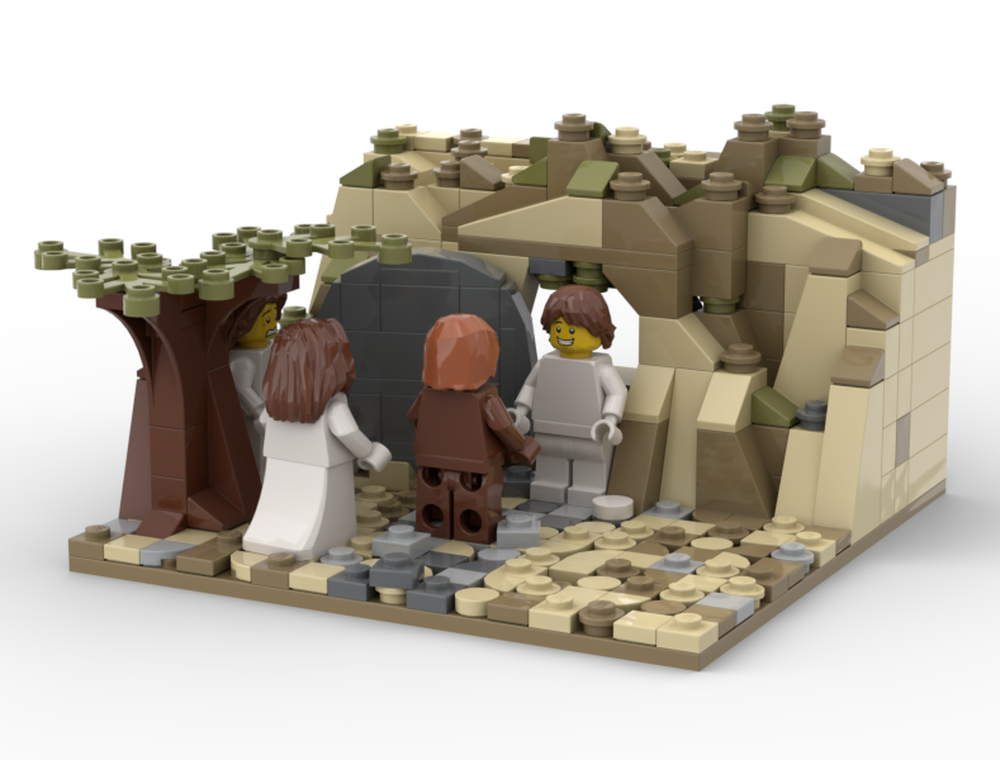 Lego Jesus raises Lazarus