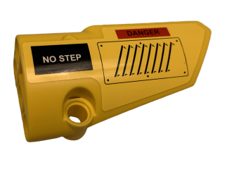 Lego Technic, Panel Fairing # 4 Small Smooth Long, Side B with 'NO STEP', 'DANGER' and Vent Pattern (Sticker) - Set 9396 / Yellow