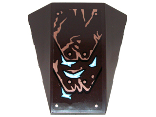 Lego Wedge 4 x 4 Triple Curved No Studs with Copper Cracks and Rivets, Bright Light Blue Ice Pattern (Sticker) - Set 70226 / Dark Brown