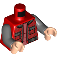 Lego Torso Jacket, Pockets, Dark Bluish Grey Trim, Pink Shirt Print, Dark Bluish Gray Arms, Light Nougat Hands
