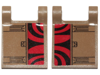 Lego Flag 2 x 2 Square with Flat Edge with Black Curved Stripes on Red Background and Hull Plates Pattern on Both Sides (Stickers) - Set 75215