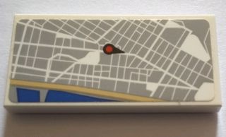Lego Tile 2 x 4 with Map Street Level with Red Pin Pattern (Sticker) - Set 75827