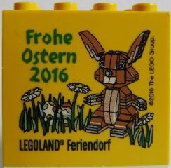 Lego Brick 2 x 4 x 3 with Legoland Feriendorf 2016 Frohe Ostern Pattern
