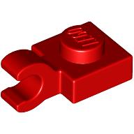 Lego Plate Special 1 x 1 with Clip Horizontal [Thick Open O Clip] / Red