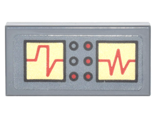 Lego Tile 1 x 2 with Red and Tan Level Displays and Black and Red Buttons Pattern (Sticker) - Set 71242
