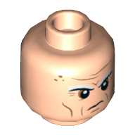 Lego Minifig Head Vulture, White Eyebrows, Forehead Lines, Wrinkles, Scowl Print / Light Nougat