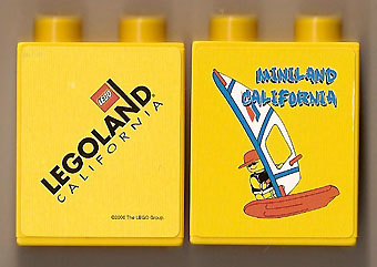 Lego Duplo, Brick 1 x 2 x 2 with Miniland California Pattern (Stickered)