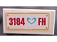 Lego Tile 1 x 2 with Medium Azure Heart and '3184 FH' Pattern (Sticker) - Set 3184