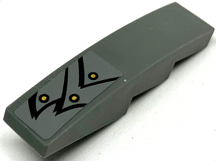 Lego Slope, Curved 4 x 1 with Gold Dots and Black Lines (Feathers) Pattern Model Right Side (Sticker) - Set 70012-2