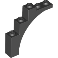 Lego Brick Arch 1 x 5 x 4 [Irregular Bow, Raised Underside Cross Supports] / Black