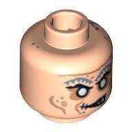 Lego Minifig Head Zombie, Silver Eyes and Light Gray Eyebrows Print / Light Nougat