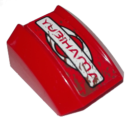 Lego Slope, Curved 2 x 2 Lip with 'YUBIHAMA' Pattern Model Right (Sticker) - Set 8130 / Red
