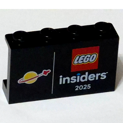 Lego Panel 1 x 4 x 2 with Classic Space Logo, LEGO Logo, 'insiders 2025' Print / Black