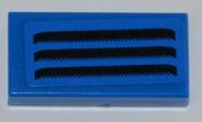 Lego Tile 1 x 2 with Black Grille with 3 Openings Pattern (Sticker) - Set 8197 / Blue