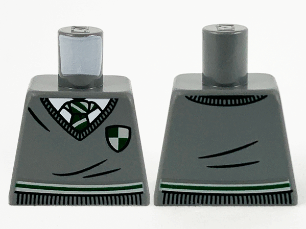 Lego Torso Harry Potter Sweater and Tie, Slytherin Shield and Stripe Pattern / Dark Bluish Gray