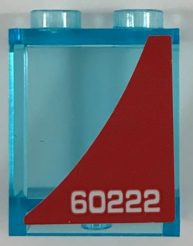 Lego Panel 1 x 2 x 2 with Side Supports - Hollow Studs with White '60222' on Red Background Pattern Model Left Side (Sticker) - Set 60222
